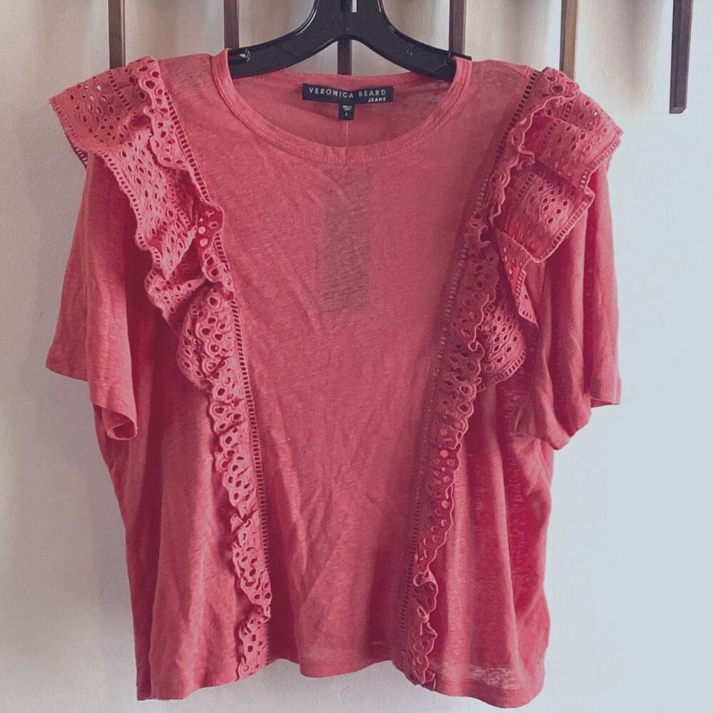 Veronica Beard Jeans Prema Eyelet Crewneck Tee